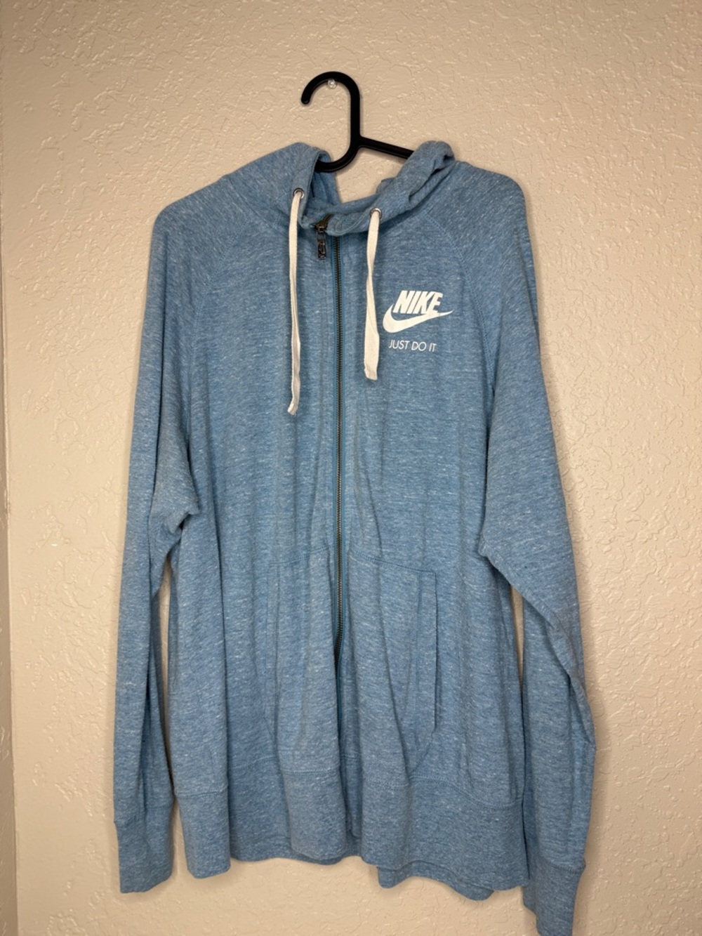 Nike Blue Heather Full-Zip Hoodie with White Logo